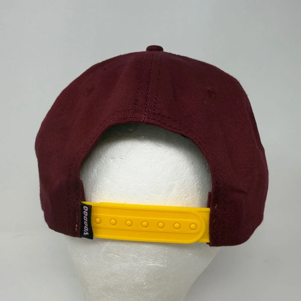 Rare Voodoo Doughnut Tempe AZ Maroon Snapback Rope Hat Yellow Patch Logo Cap ASU